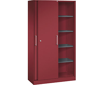 Schiebetürenschrank ASISTO, Höhe 1980 mm, Breite 1000 mm, rubinrot/rubinrot.