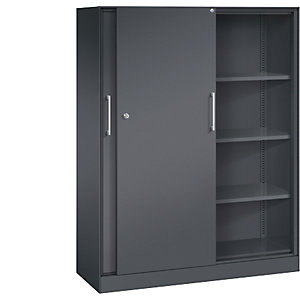 Schiebetürenschrank ASISTO, Höhe 1617 mm, Breite 1200 mm, schwarzgrau/schwarzgrau.