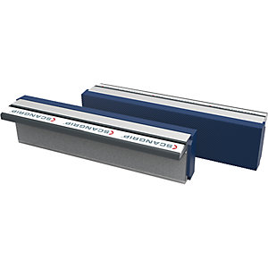 Magnet-Schraubstockbacken, geriffelte Schutzbacken aus Polyurethan, 1 Paar, Backenbreite 125 mm.
