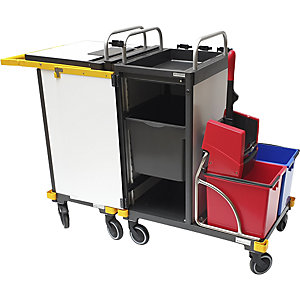 Reinigungswagen EQUIPE, LxBxH 1510 x 560 x 1120 mm, Entsorgungseinheit abkoppelbar.