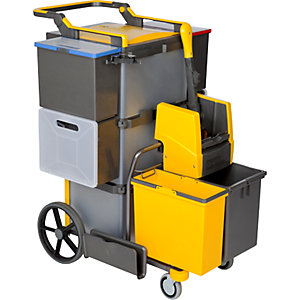 Reinigungswagen SHOPSTER TREPPE SPRINT, LxBxH 830 x 700 x 1000 mm, mit höhenverstellbarem Schiebegriff.