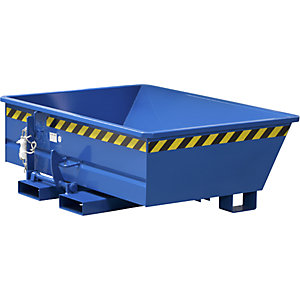 Mini-Kippbehälter, niedrige Bauhöhe, Volumen 0,15 m³, enzianblau RAL 5010.