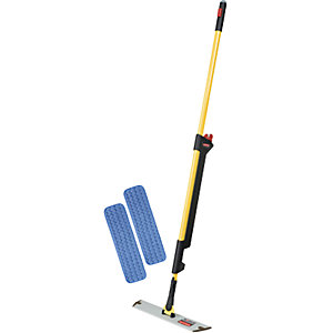 PULSE™ Sprühmopp Bodenreinigungs-Set, mit Mopphalter und 2 Mikrofasermopps, gelb / schwarz.
