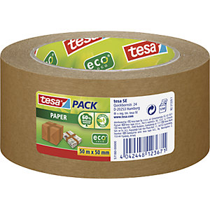 Papierklebeband, tesapack® Paper ecoLogo®, VE 36 Rollen, braun, Bandbreite 50 mm.