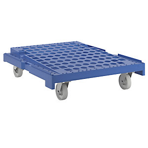 Rollplatte mit Schrägboden, HDPE-Kunststoff, blau.