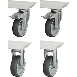 Rollensatz für adlatus 150, 2 Lenkrollen mit Feststeller + 2 Bockrollen, LxB 30 x 100 mm.