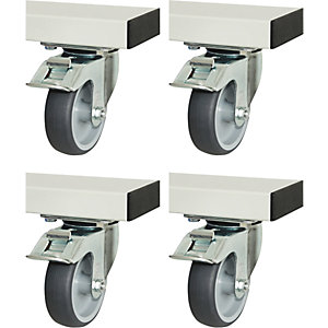 Rollensatz für adlatus 300, 4 Lenkrollen mit Feststeller, BxL 100 x 30 mm.