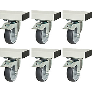 Rollensatz für adlatus 300, 6 Lenkrollen mit Feststeller, BxL 100 x 30 mm.