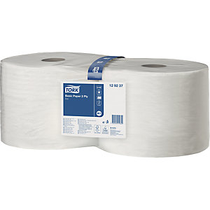Papierwischtücher, Standard, Tissue, 2-lagig, weiß, VE 2 Rollen, 1500 Blatt/Rolle.