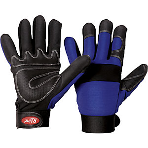 Mechanikerhandschuhe mit Fingerknöchelpolsterung, blau, VE 6 Paar, Größe 10.