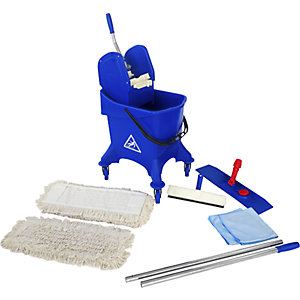 Profi-Reinigungs-Set BASIC, mit 10 Baumwoll-Mopps, 30-l-Eimer.