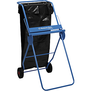 Putzpapier Bodenständer, mit Abfallsackhalter, blau.