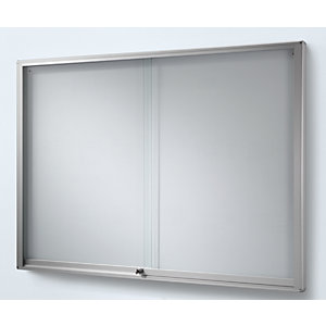 Schaukasten, Alu-Rahmen, Schiebetüren, 8 x DIN A4, schwer entflammbar, BxHxT 910 x 670 x 50 mm.