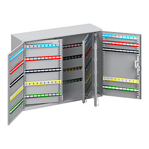 Schlüsselschrank, 2-türig, komplett mit Schlüsselanhängern, 600 Haken, HxBxT 550 x 730 x 205 mm.