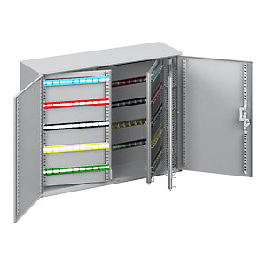 Schlüsselschrank, 2-türig, komplett mit Schlüsselanhängern, 500 Haken, HxBxT 550 x 730 x 205 mm.
