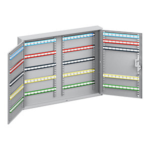 Schlüsselschrank, 2-türig, komplett mit Schlüsselanhängern, 200 Haken, HxBxT 550 x 730 x 80 mm.