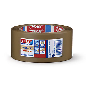 PVC-Packband, tesapack® 4124 Premium, VE 6 Rollen, braun, Bandbreite 50 mm.