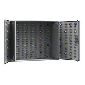 Schlüsselschrank, lichtgrau RAL 7035, HxBxT 550 x 730 x 250 mm, für 350 Haken.