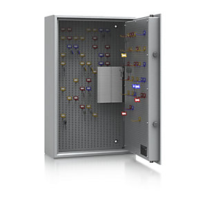 Schlüsseltresor, Sicherheitsstufe A und Euro-Norm S1, lichtgrau, HxBxT 800 x 500 x 200 mm, für max. 200 Haken.